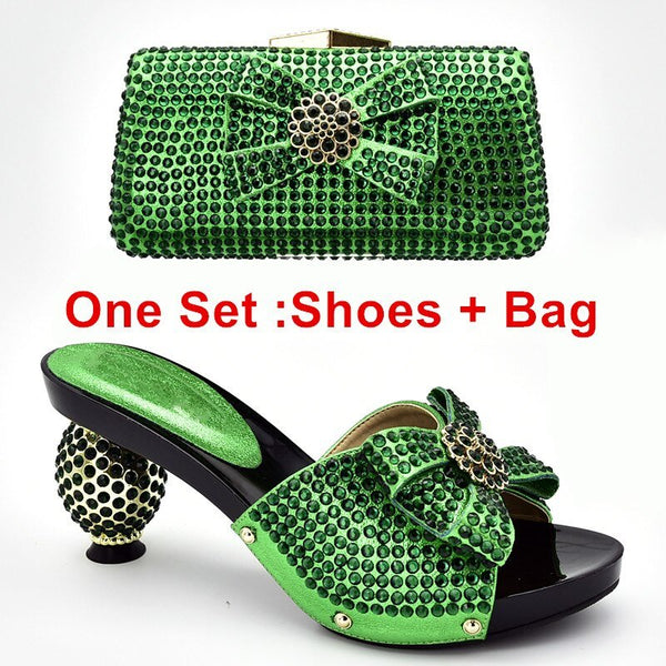 New Arrival  Italian Shoe and Bag Set for Party in Women Luxury Shoes Women Designers Nigerian Women Party Pumps With Purse