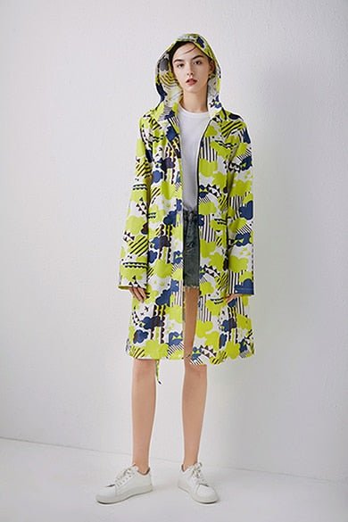 Hot Stylish Solid Yellow Rain Poncho Waterproof Raincoat With Hood and Pockets