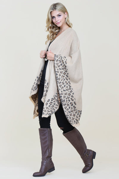 Hot New Fashion Brown Leopard Print Shawl Cardigan By Riah Fashion