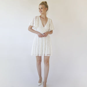 Blush Fashion Short Lace Bohemian-Chic Wedding Dress Mini Wedding Dress #1372
