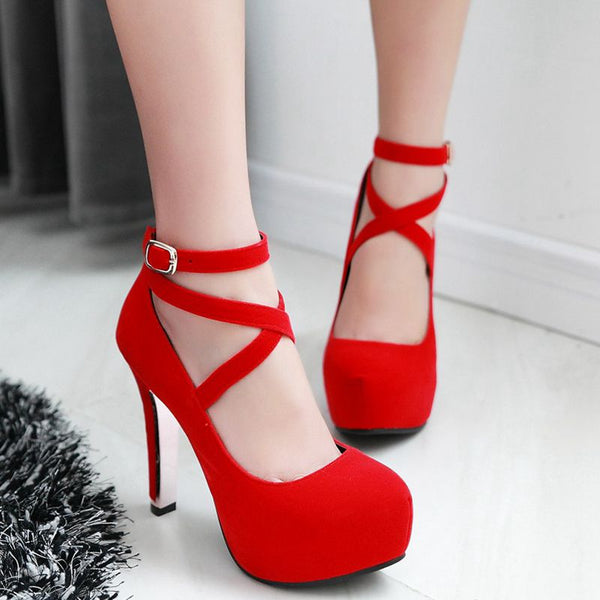 QPLYXCO 2017 New Sale Wedding Shoes Big Small Size 32-43 Sexy Party Shoes Woman Thin High Heels Pumps Round Toe High Heels 998-3