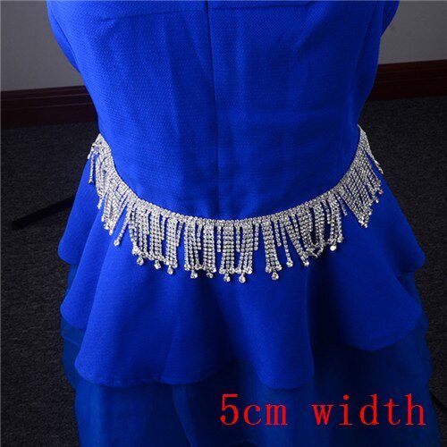 Handmade Sewing Tassel Fringe Trimming Bridal Crystal Clear Rhinestone Appliques Chain for Wedding Dress Belt Dance Clothes DIY