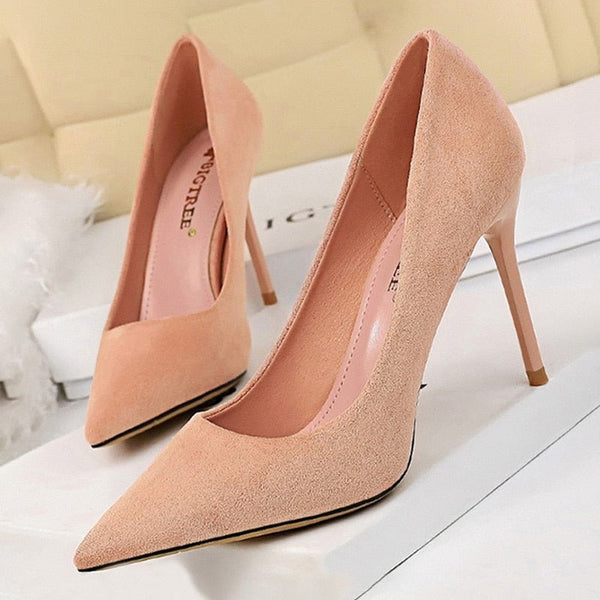 BIGTREE 2020 New Women's Pumps Suede High Heels Shoes Fashion Office Super High (8cm-up) Stiletto Party Female Comfortable Women's Heels