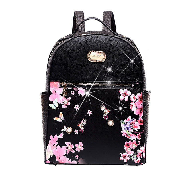 Hummingbird Bloom Crystal Laced Scratch & Stain Resistant Backpack