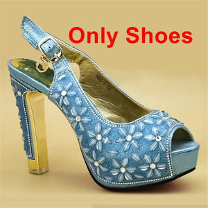 Elegant Shoes Woman High Heel Italian Shoes With Matching Bags 2019 Nigeria Party Shoes and Bag Sets High Quality for Women