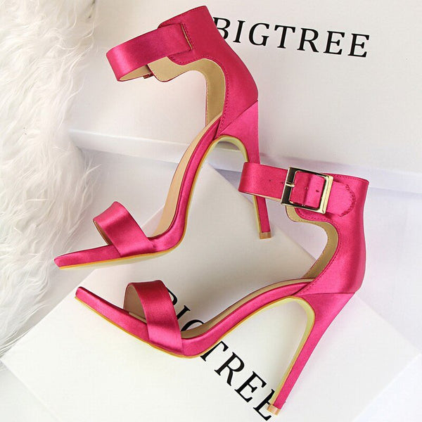 BIGTREE Shoes 2022 Women's Sandals Super High Heels Summer Women Shoes Fashion Metal Belt Buckle Heeled Sandals Sexy Party Shoes