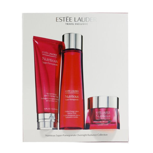 ESTEE LAUDER - Nutritious Super-Pomegranate Overnight Radiance Collection: Cleansing Foam 125ml+Lotion Intense Moist 200ml+Night