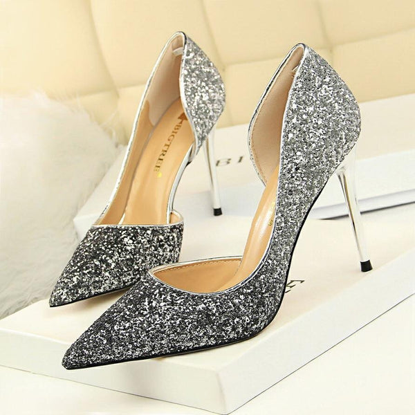 BIGTREE Extreme Women's Pumps Blinged Out Wedding Shoes Sexy High Heel Stiletto Gradient Heels Fashion Party Pumps