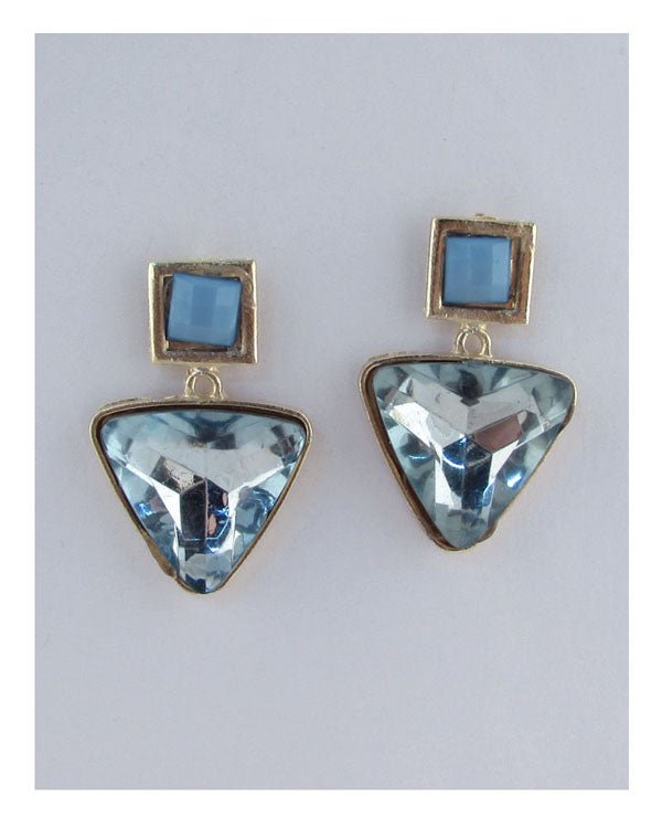 Faux crystal drop triangle earrings