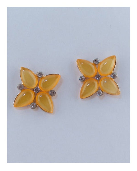 Flower shape faux stone earrings
