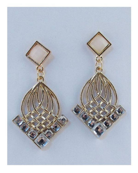 Drop earrings w/faux stone