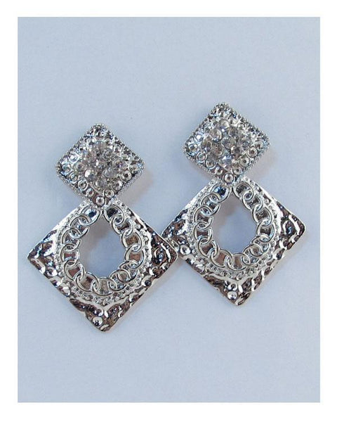 Drop diamond shaped cut out earrings