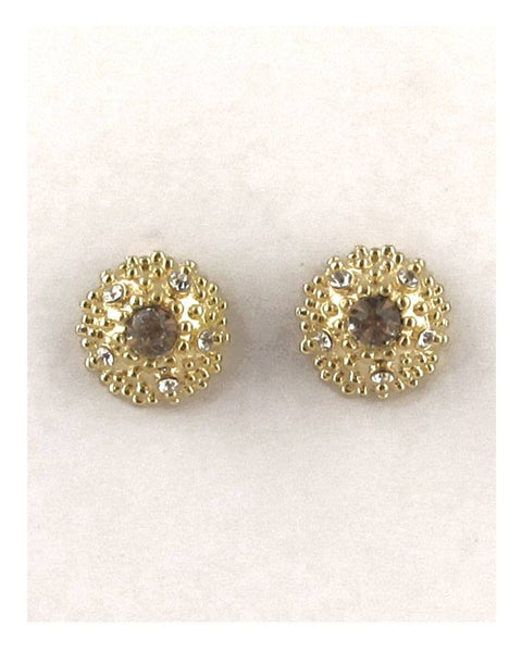 Round rhinestone cluster post earrings