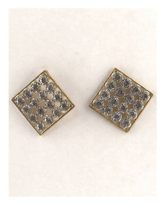 Diamond shape rhinestone earrings