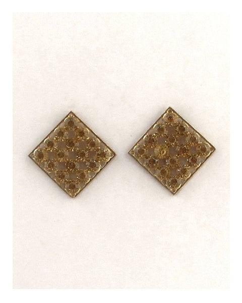 Diamond shape rhinestone earrings