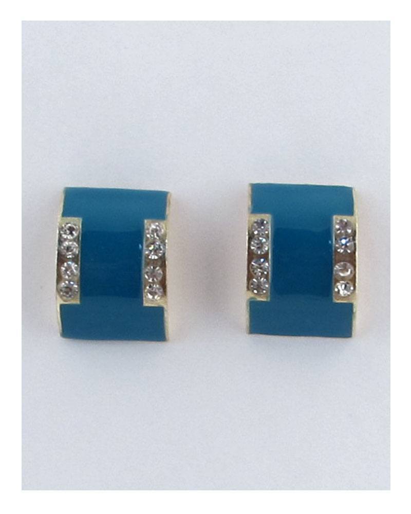 Rhonda Rhinestones Flat curved earrings w/decorative rhinestones