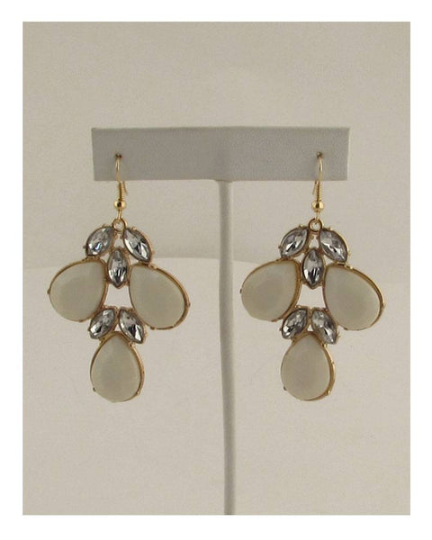 Multi-stone cluster drop hook earrings