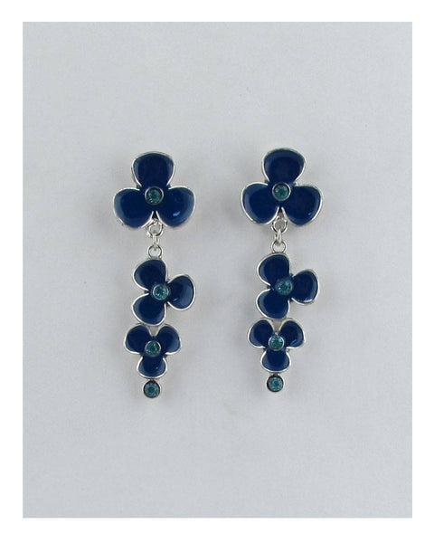 Flower stud linear drop earrings