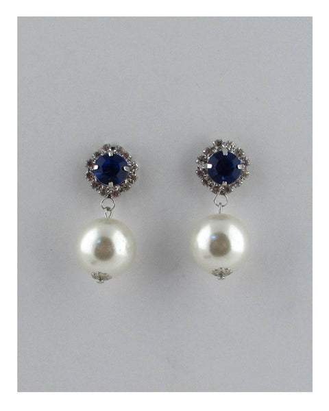 Post stud faux pearl dangle earrings