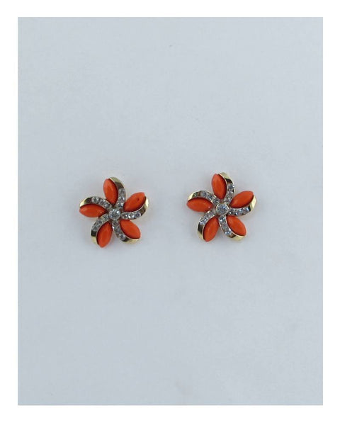 Flower rhinestone stud earrings