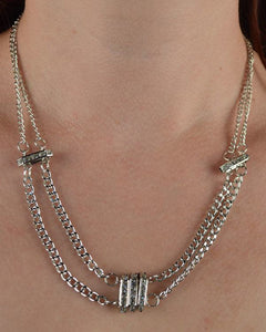 Unchain My Heart Double Chain Necklace w/ Rhinestone Detail