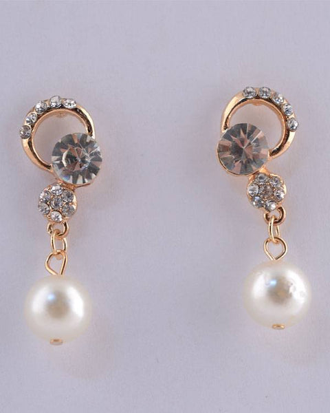 Rhinestone Faux Pearl Dangle Earrings