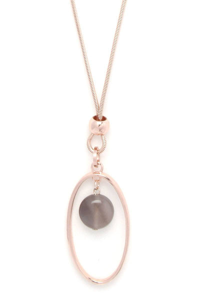 Oval shape bead pendant necklace