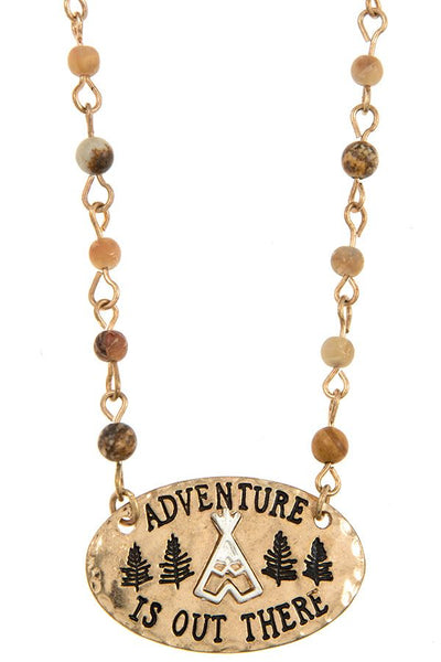 Cassie Cutie Adventure Is Out There Pendant Beaded Necklace Set