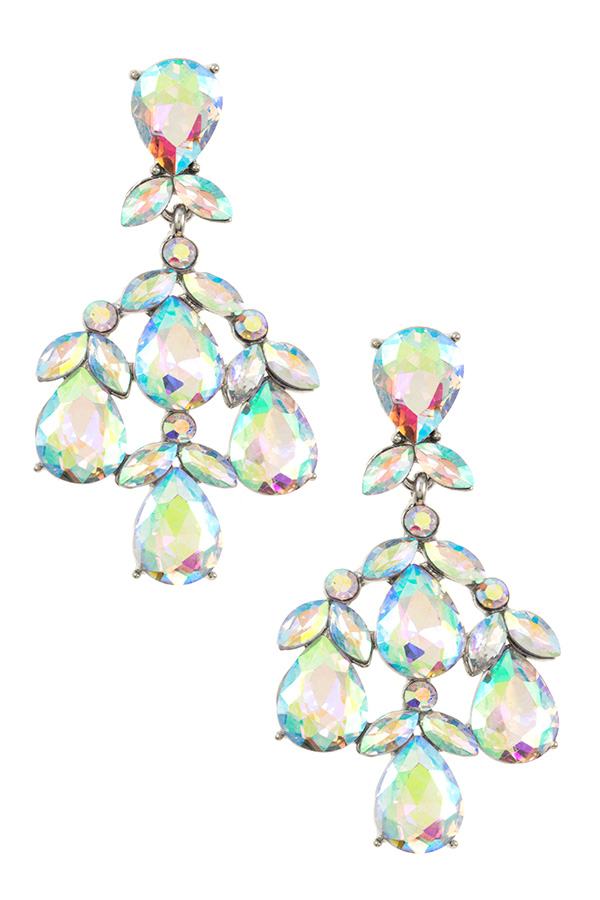 Faceted crystal gem dangle earring