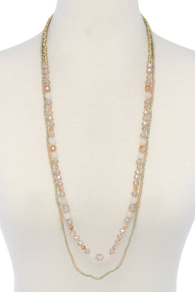 Semi precious stone beaded layered necklace