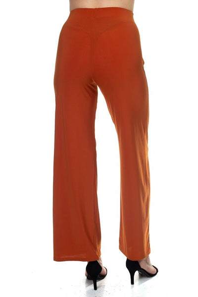 Our Best Polyester Blend Front Wrap Waist Tie Drawstring Design Knit Pants (Rust)