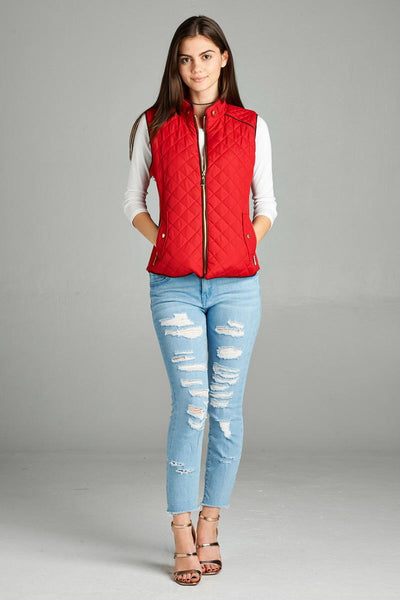 Vanessa Quentessa Plus Size Ladies 100% Polyester Quilted Padding Vest With Suede Piping Details (Red)