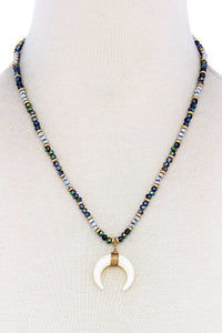 Garden Of Beaden Beaded Fashion Crescent Moon Pendant Necklace