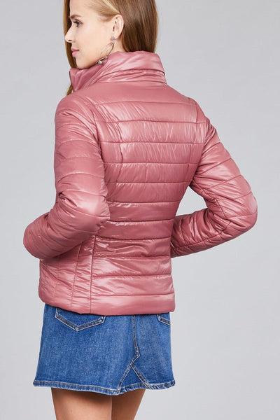 Larissa Marissa 100% Nylon Long Sleeve Quilted Padding Mauve Jacket