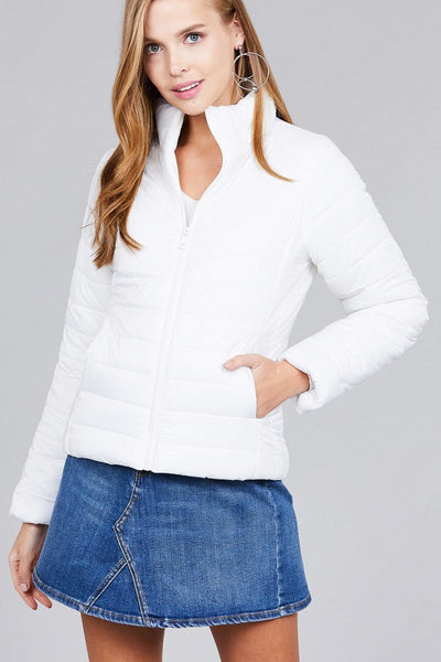 Larissa Marissa 100% Nylon Long Sleeve Quilted Padding White Jacket