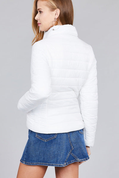 Larissa Marissa 100% Nylon Long Sleeve Quilted Padding White Jacket