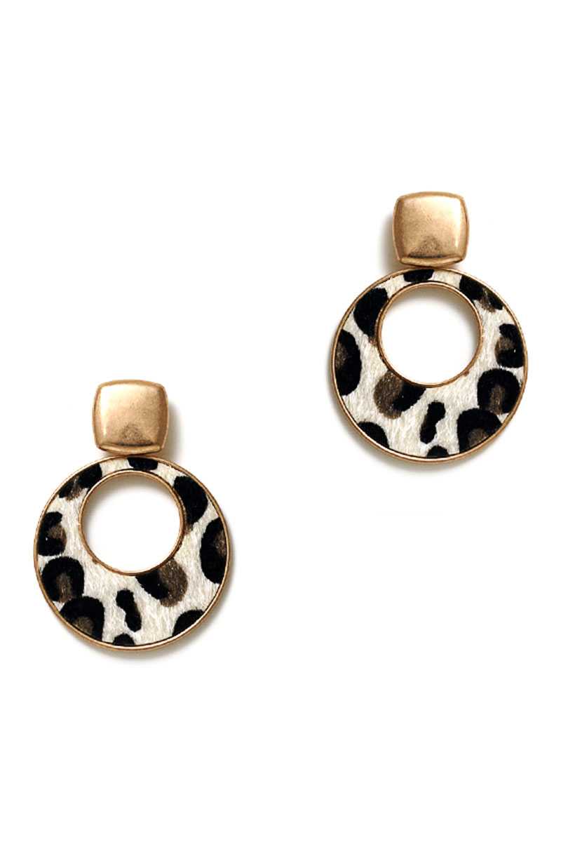 Cute Chic Leopard Fur Circle Drop Earring