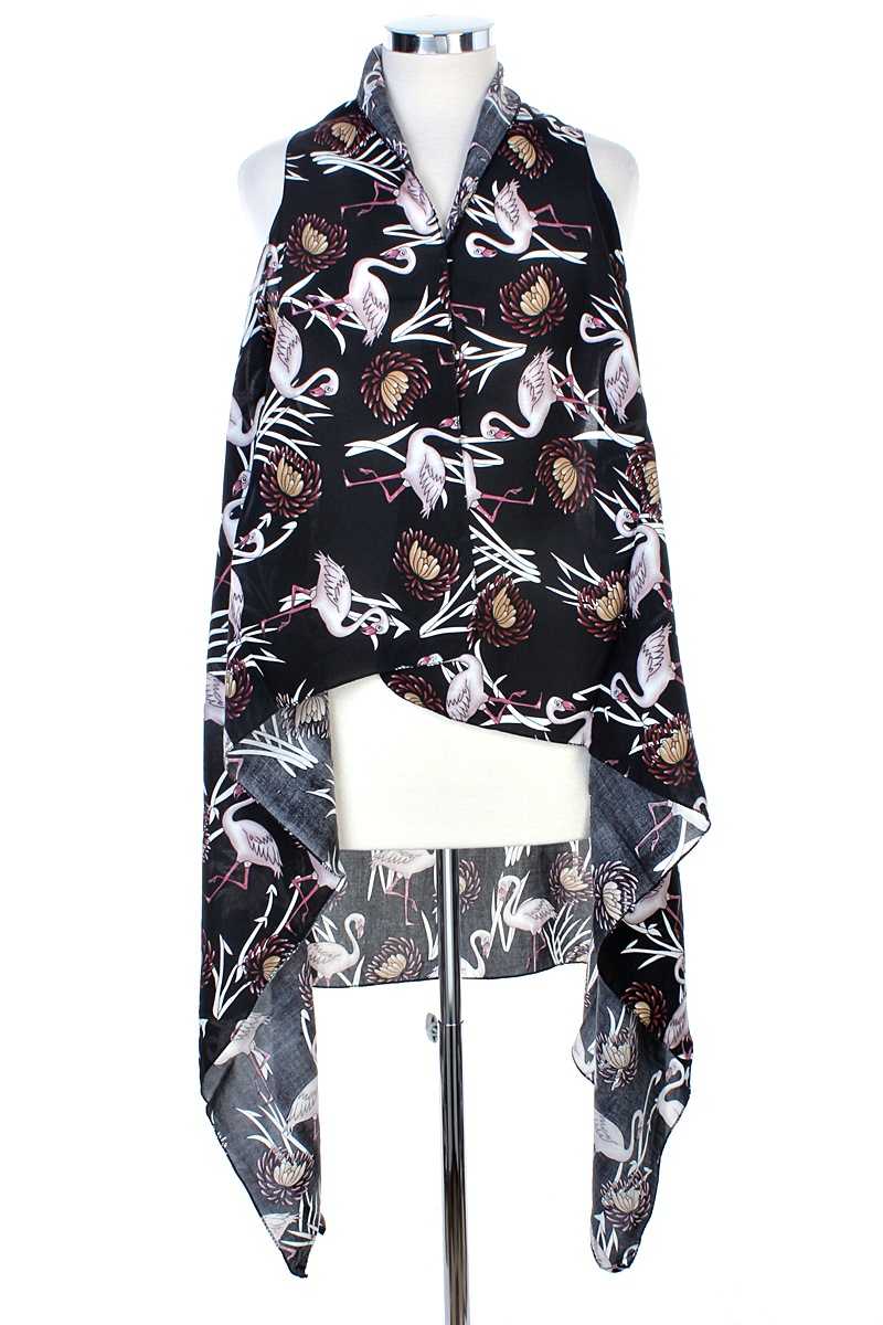 Draped Flamingo Printed Vest