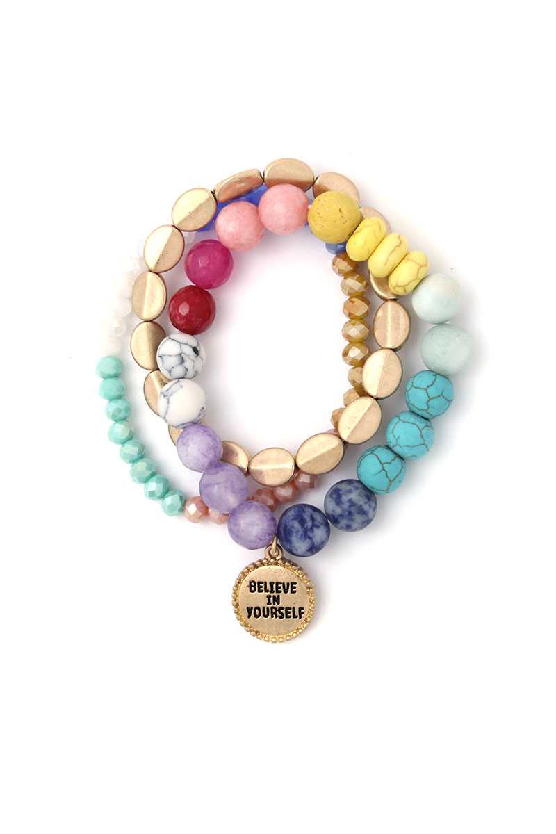 Garden Of Beaden Believe In Yourself Multi Color Beaded Stretch Bracelet