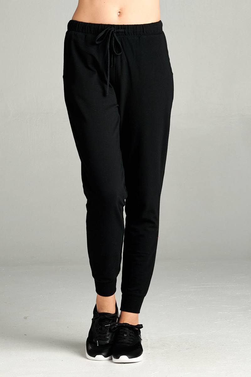 Our Best Cotton/Polyester Blend French Terry Activewear Jogger Pants (Black)