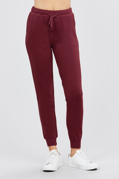 Our Best Cotton/Polyester Blend French Terry Activewear Jogger Pants (New Burgundy)