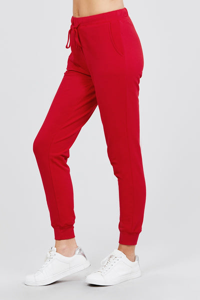 Our Best Cotton/Polyester Blend French Terry Activewear Jogger Pants (Red)