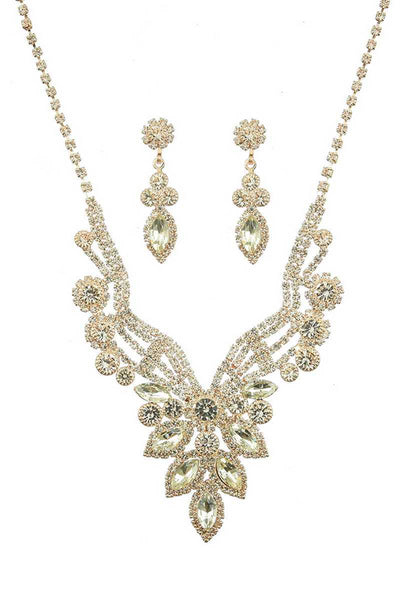 Luxury Marquise Multi Rhinestone Necklace And Earring Set