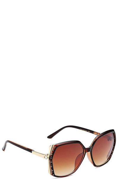 Polly Pollyanna Purple, Red, Black, Black, Brown UV Polarized Sophisticated Stylish Rhinestone Accent Sunglasses