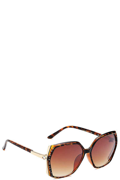 Polly Pollyanna Purple, Red, Black, Black, Brown UV Polarized Sophisticated Stylish Rhinestone Accent Sunglasses