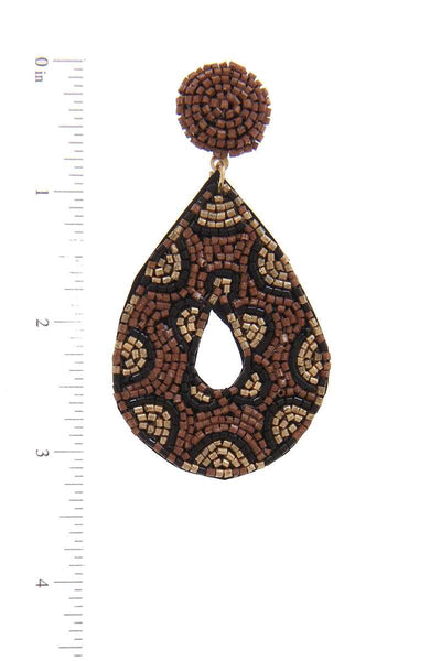 Garden Of Beaden Seed Bead Animal Print Pattern Teardrop Earring
