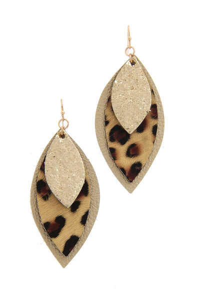 Pu Leather Pointed Drop Earring