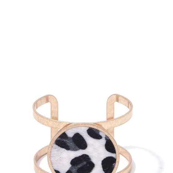 Cassie Cutie Animal Print Circle Metal Cuff Bracelet