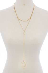 Cutout Pointed Oval Y-shaped Layered Long Necklace