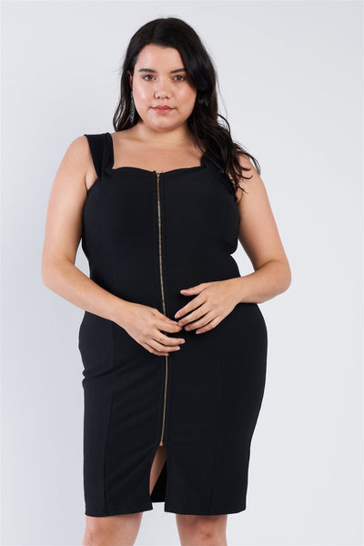 Plus Size Lovely Ladies 90% Nylon 10% Spandex Off The Shoulder Mini Front Lined Stretchy Club Wear Mini Dress (Black)